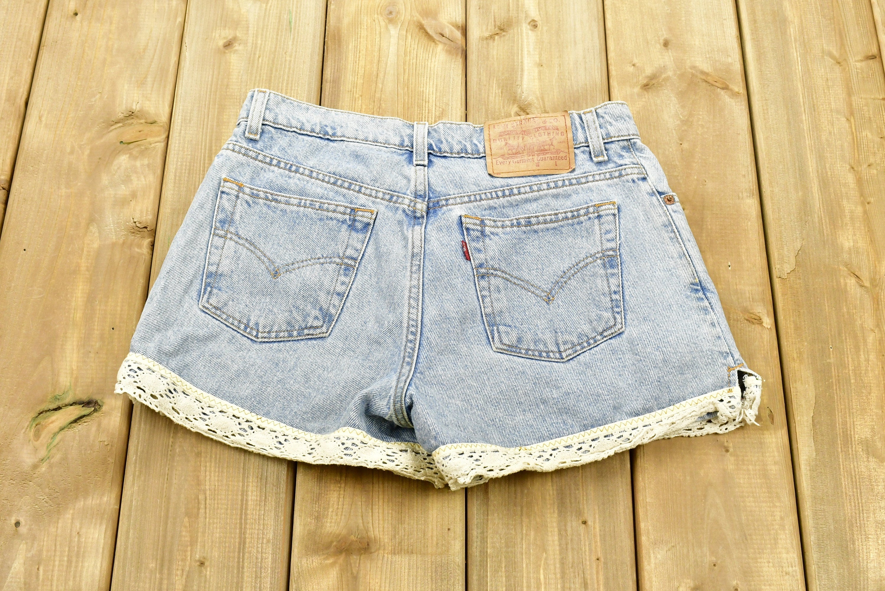 Vintage 1990s Levi's Red Tab Laced Women's Jean Short Shorts Size 9 Jr