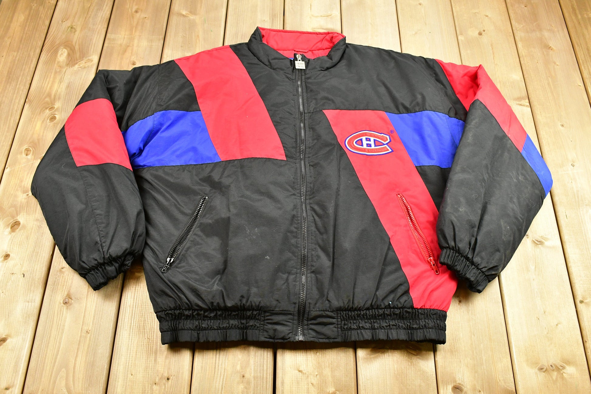 Vintage 1990s Montreal Canadiens NHL Color Block Puffer Jacket