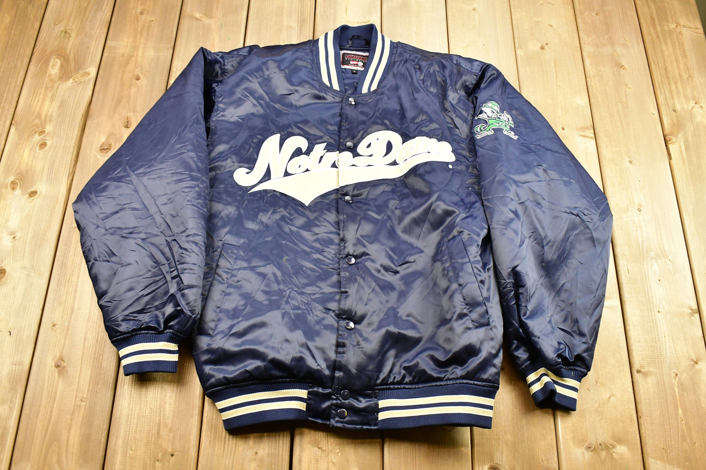 Vintage 1990s University Of Notre Dame Fighting Irish Varsity Bomber Jacket / Athletic Winter Sportswear / Streetwear / Colosseum Coat