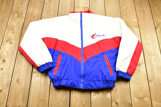 Vintage 1994 Pro Tour Color Block Puffer Jacket / Athletic Winter Sportswear / Streetwear Fashion / Color Block Coat