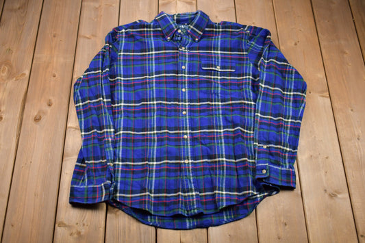 Vintage 1990s Ralph Lauren Plaid Button Up Shirt / 1990's Button Up / Vintage Flannel / Casual Wear / Workwear / Pattern Button Up