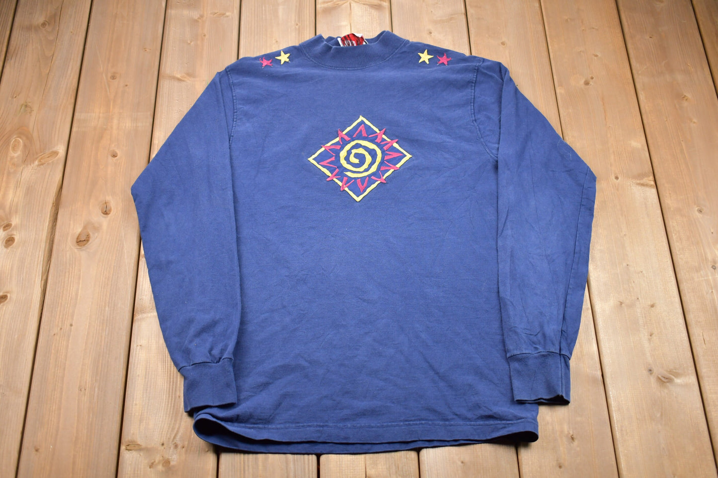 Vintage 1990s Fruit Of The Loom Iced T's  Made In USA Crewneck Sweatshirt / 90s Crewneck / Souvenir / Athleisure / Streetwear / Embroidered