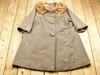 Vintage 1950s Peau De Faille Fur Collared Long Pea Coat Jacket