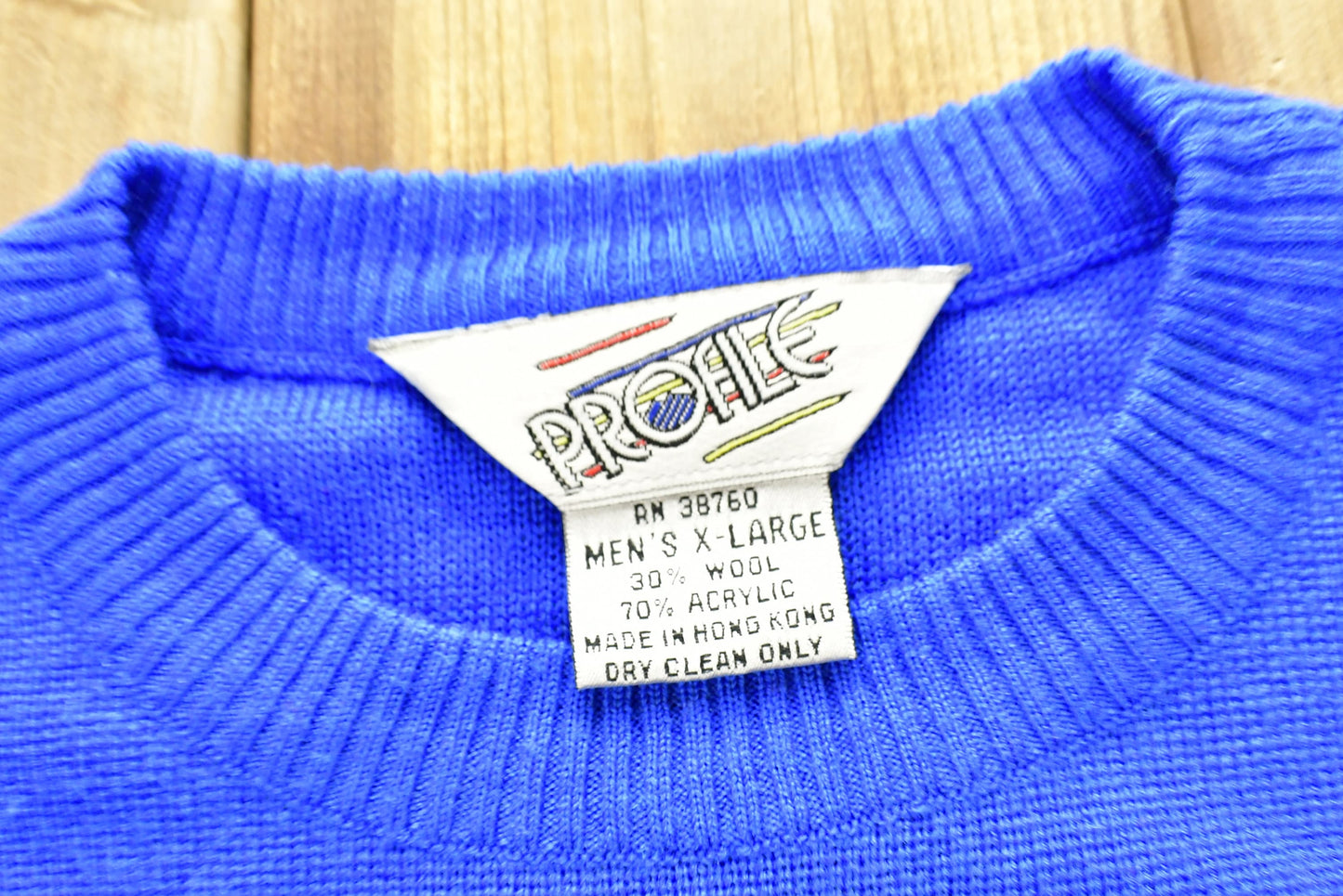 Vintage 1980s Profile Wool Blend Color Block Knitted Sweater / Vintage 90s Crewneck / Outdoor / Sweatshirt / Abstract Graphic