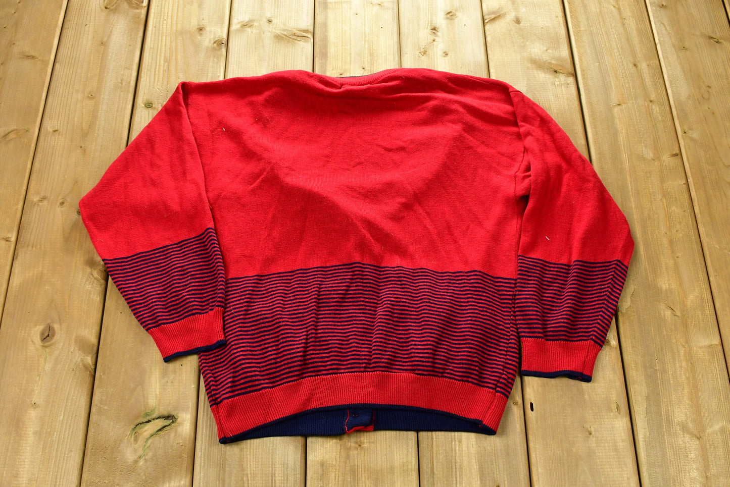 Vintage 1990s Hollywood & Vine Knitted Cardigan Sweater / Vintage 90s Crewneck / All Over Pattern / Outdoor / Sweatshirt / Abstract Graphic