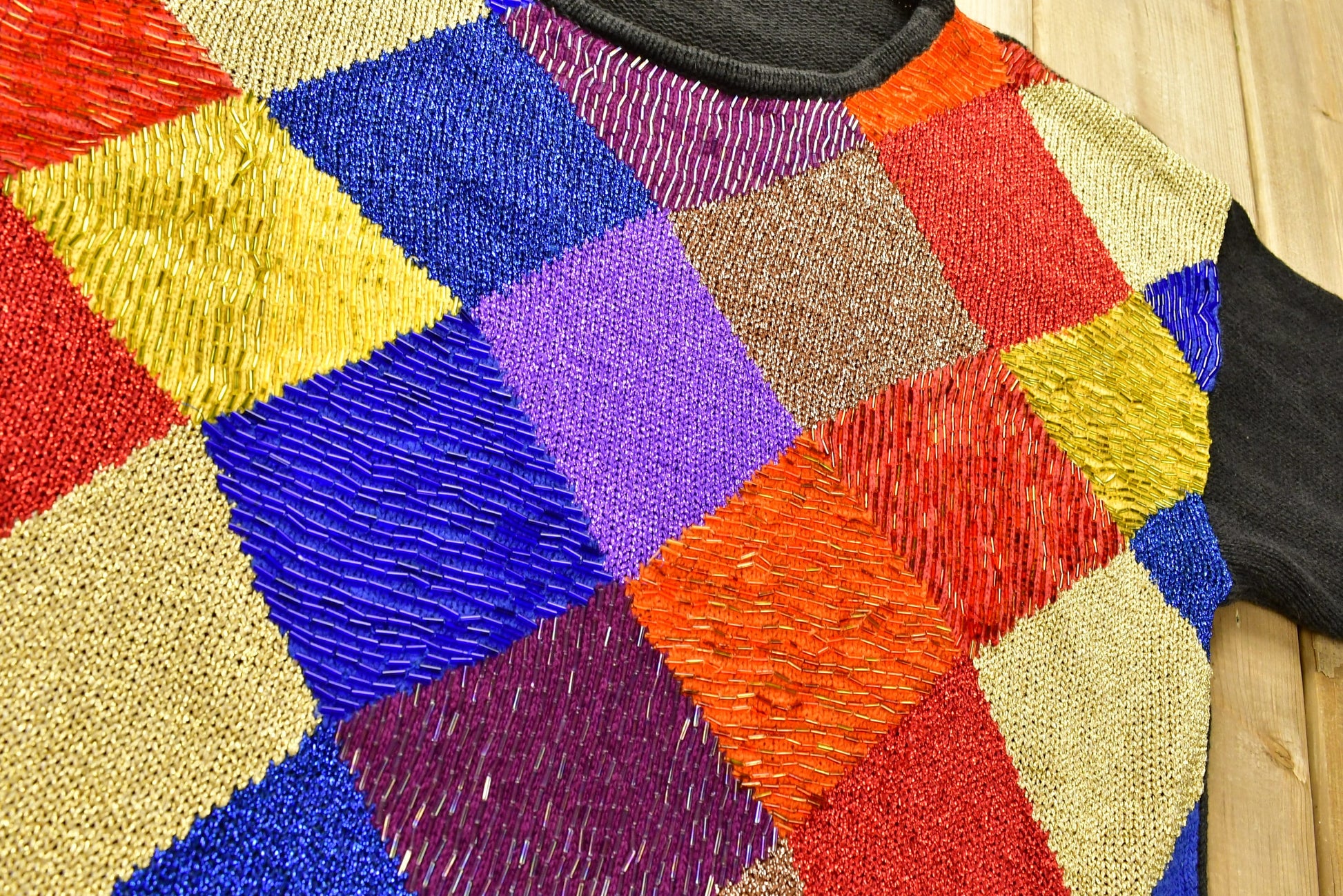 Vintage 1980s XES-NY Color Block Textured Knitted Sweater