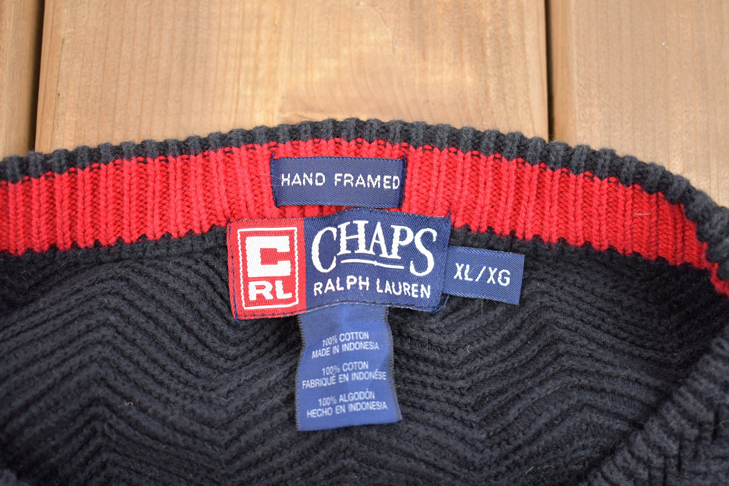 Vintage 1990s Chaps Ralph Lauren Knitted Sweater / Vintage 90s Crewneck / Pattern Sweater / Outdoor / Hand Knit / Pullover Sweatshirt