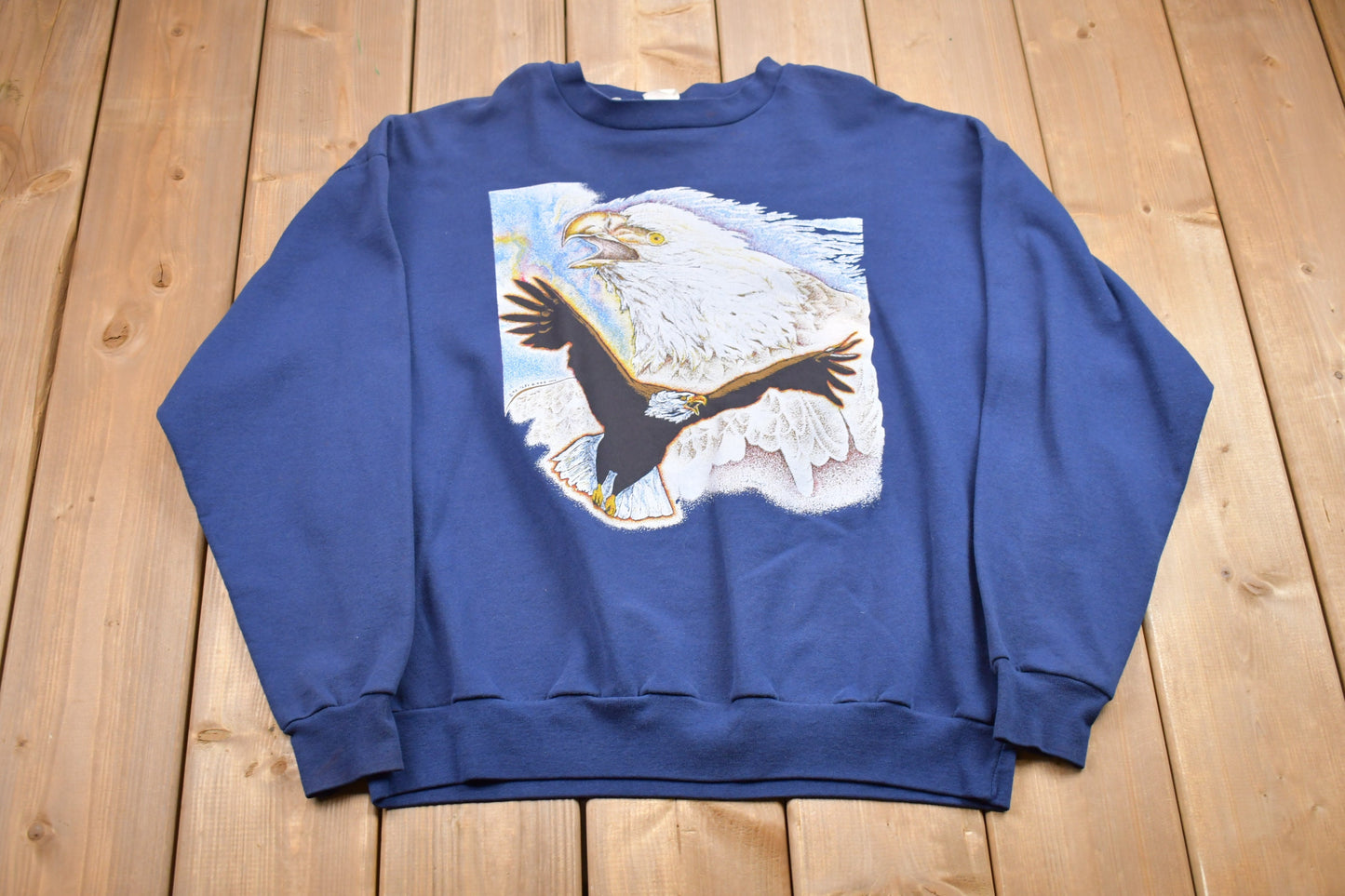 Vintage 1990s American Bald Eagle Graphic Crewneck / Nature Print Sweatshirt  / Wilderness / Pullover Sweatshirt / Made In Canada