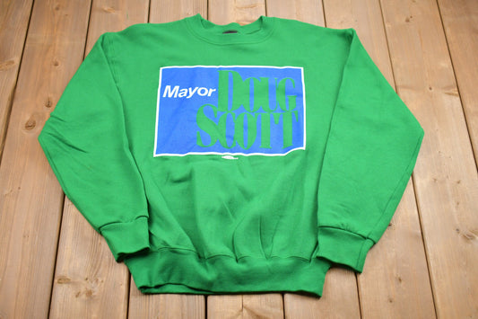 Vintage 1990s Mayor Doug Scott Promotional Crewneck / Mayor Doug Scott Screen Print / Vintage Sweatshirt / Platinum Sweats / Made In USA