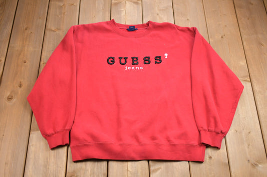 Vintage 1990s Guess Embroidered Crewneck / Guess Jeans / Embroidered Print / Georges Marciano / Pullover Sweatshirt / Made In USA