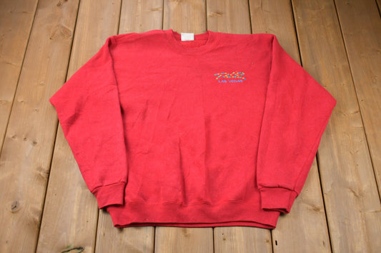 Vintage 1990s Las Vegas Embroidered Graphic Crewneck Sweatshirt / 90s Crewneck / Souvenir / Athleisure / Made In USA / Travel And Tourism