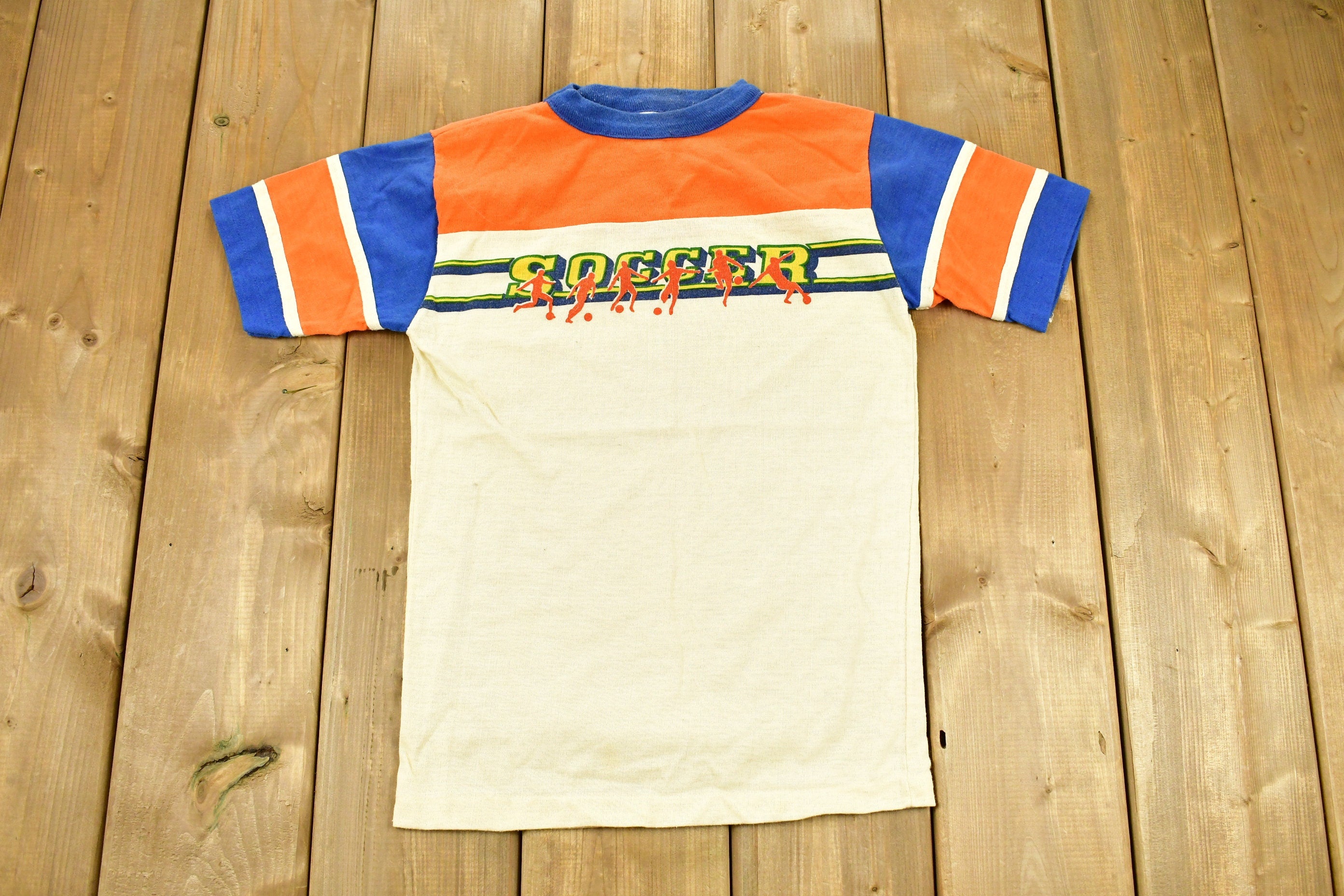 Vintage 1970s Soccer Graphic Youth Size T-shirt