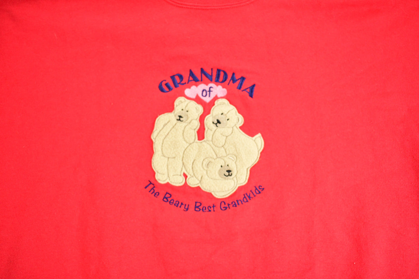 Vintage 1990s Grandma Of The Very Best Grandkids Embroidered Crewneck Sweatshirt / 90s Crewneck / Souvenir / Bear Graphic / Cute Sweater