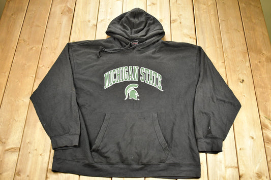 Vintage 1990s University of Michigan State Spartans Collegiate Hoodie / Embroidered / NCAA Sweatshirt / Sportswear / Americana