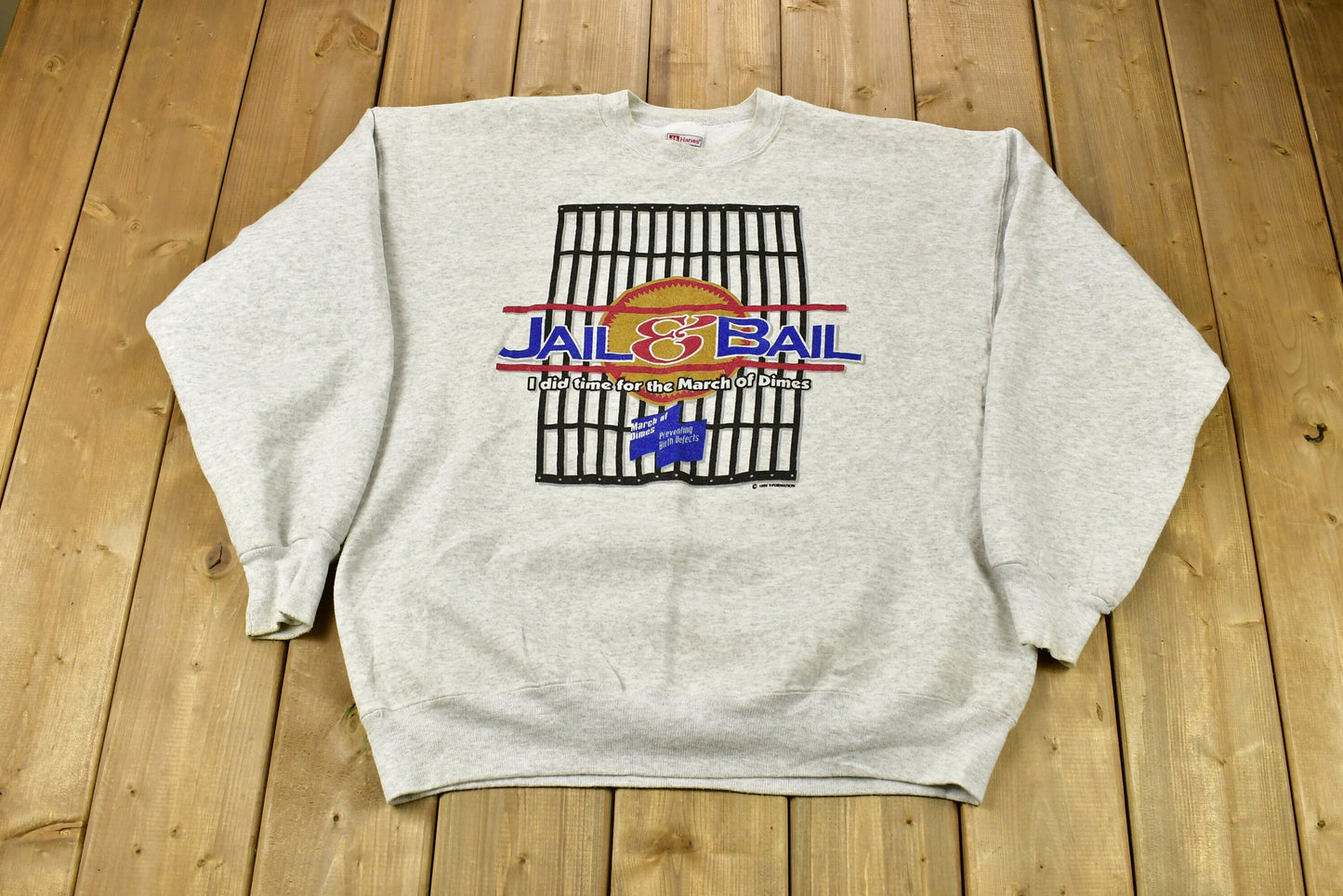 Vintage 1996 Jail & Bail March Of Dimes Crewneck Sweatshirt / 90s Crewneck / Souvenir / Athleisure / Streetwear / Travel And Tourism