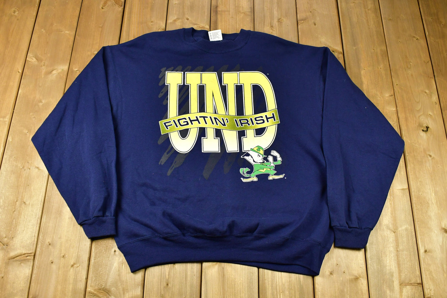 Vintage 1990s University of Notre Dame UND Collegiate Crewneck / Indiana / NCAA Sweatshirt / Fighting Irish / Americana / Made In USA