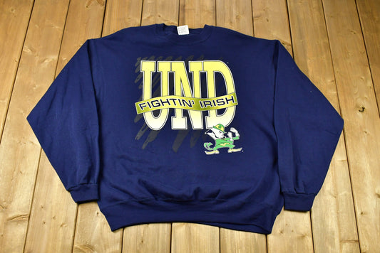 Vintage 1990s University of Notre Dame UND Collegiate Crewneck / Indiana / NCAA Sweatshirt / Fighting Irish / Americana / Made In USA