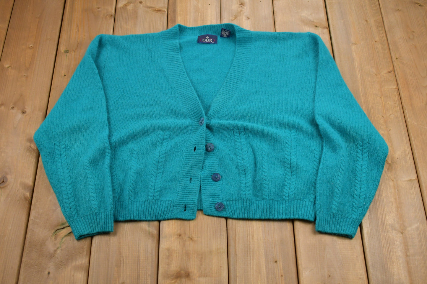 Vintage 1980s OBR Knitted Sweater / Vintage 80s Cardigan / Pattern Sweater / Outdoor / Hand Knit / Pullover Sweatshirt