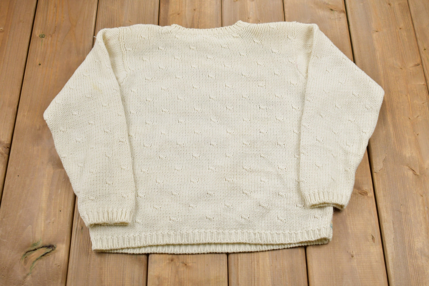 Vintage 1990s Petite Sophisticate Knitted Sweater / Vintage 90s Crewneck / Pattern Sweater / Outdoor / Hand Knit / Pullover Sweatshirt