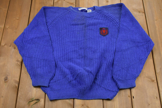 Vintage 1980s Jason Maxwell Knitted Sweater / Vintage 80s Crewneck / Pattern Sweater / Outdoor / Hand Knit / Pullover Sweatshirt