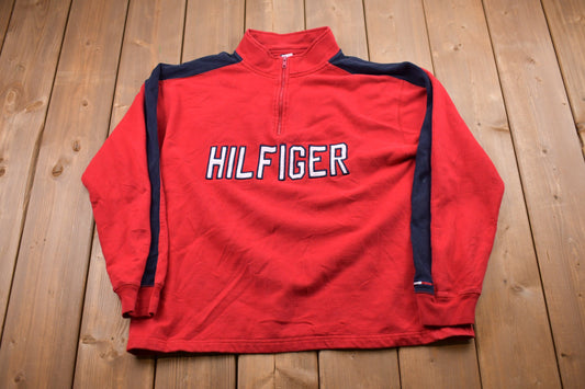 Vintage 1990s Tommy Hilfiger Embroidered Quarter Zip Sweatshirt / 90s Sweatshirt / Souvenir / Athleisure / Vintage Tommy Hilfiger