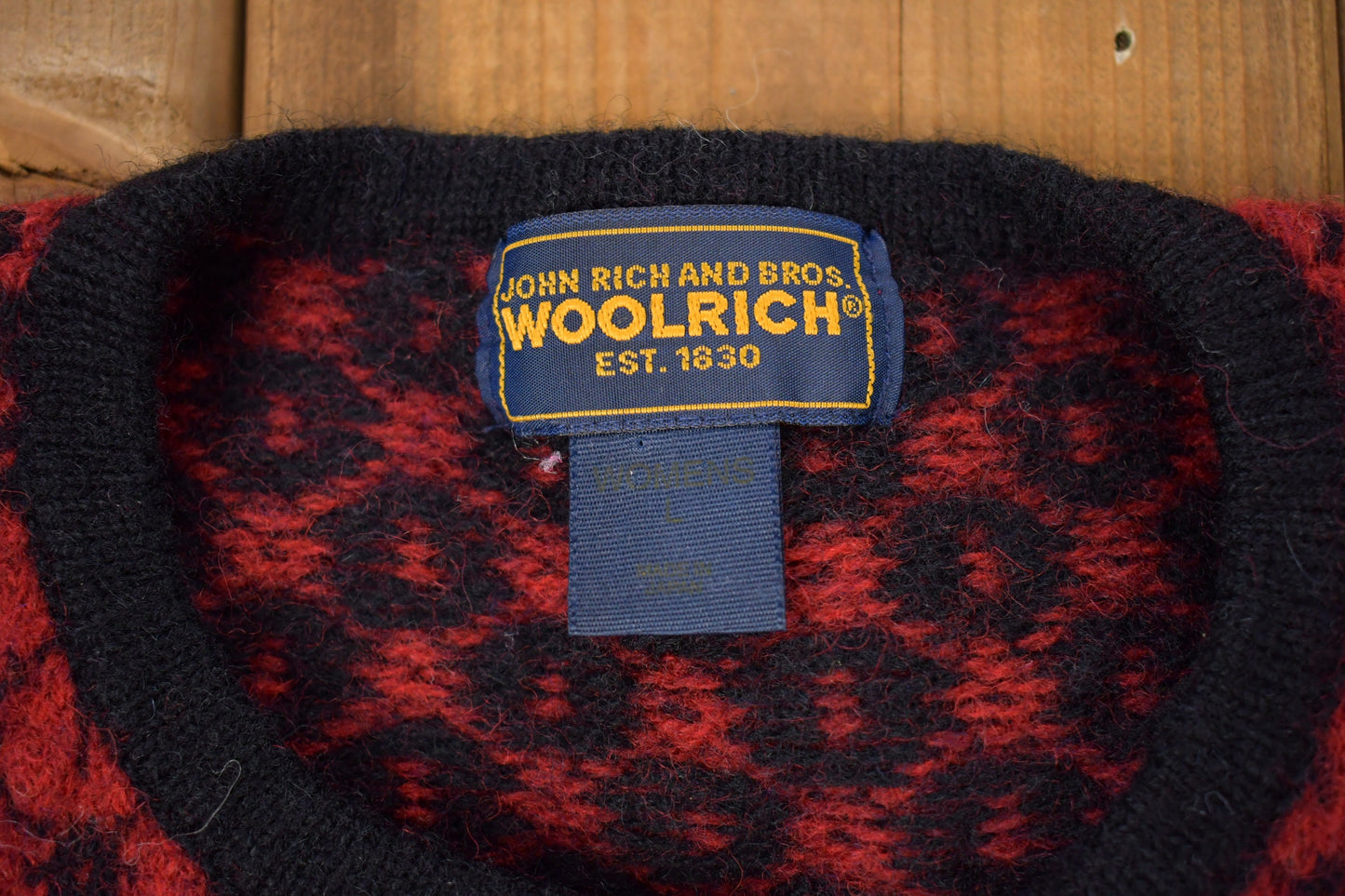 Vintage 1990s Woolrich Knitted Cardigan / Vintage 90s Crewneck / Pattern Sweater / Outdoor / Hand Knit / Pullover Sweatshirt