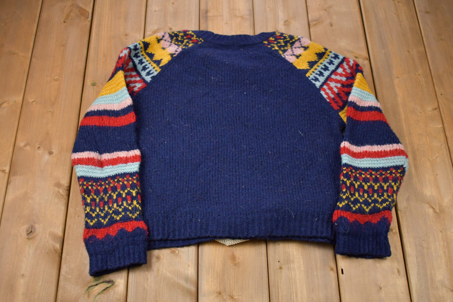 Vintage 1990s Urban Outfitters Aztec Knitted Sweater / Vintage 90s Crewneck / Pattern Sweater / Outdoor / Hand Knit / Pullover Sweatshirt