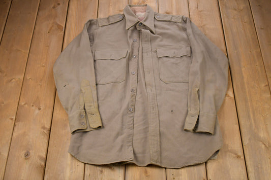 Vintage 1980s Jayson Button Up Shirt / 1980's Button Up / Vintage Military Shirt / Casual Wear / Workwear / Pattern Button Up