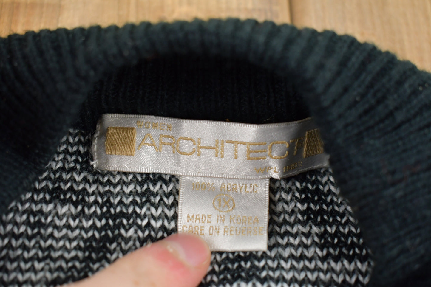 Vintage 1990s Architect All Over Print Knitted Sweater / Vintage 90s Crewneck / Pattern Sweater / Outdoor / Hand Knit / Pullover Sweatshirt