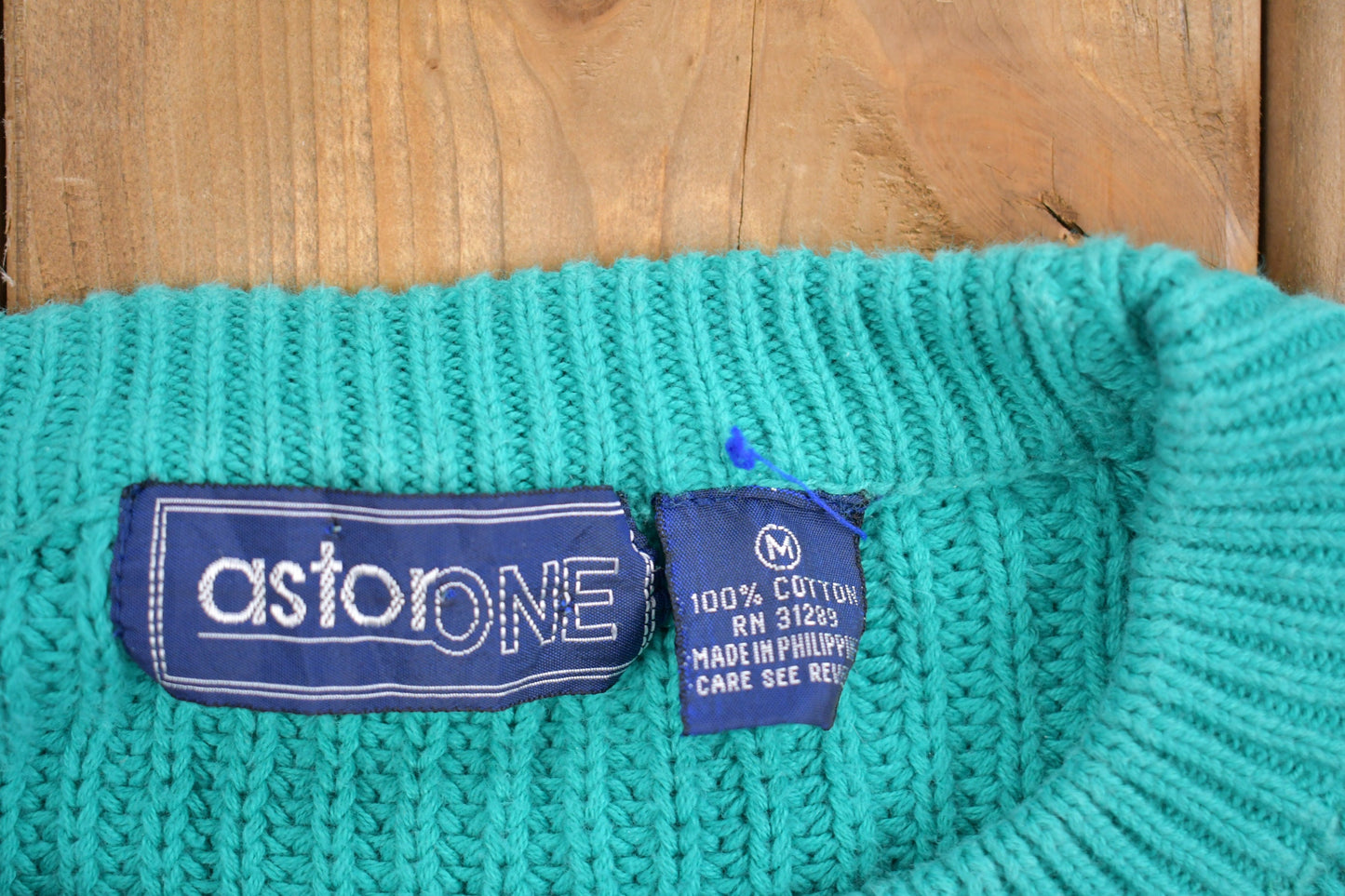 Vintage 1990s Astro One Knitted Sweater / Vintage 90s Crewneck / Pattern Sweater / Outdoor / Hand Knit / Pullover Sweatshirt