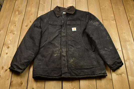 Vintage 1990s Distressed Carhartt Chore Coat / Vintage Workwear Jacket / Streetwear Fashion / Workwear / Canvas Bomber Jacket