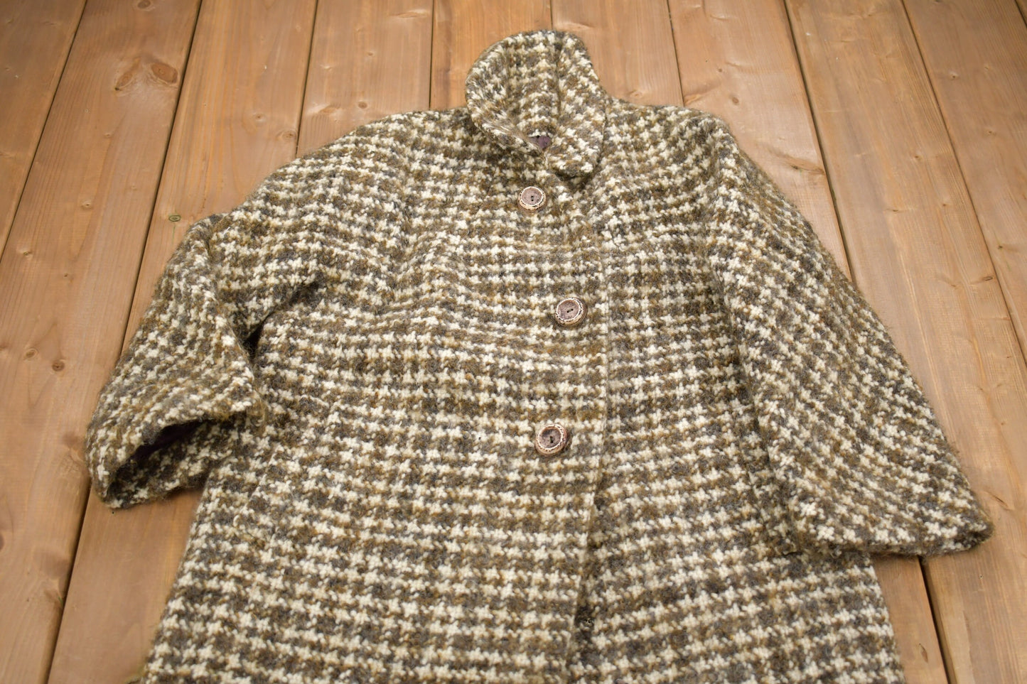 Vintage 1980s Presentation Houndstooth Wool Jacket / Wool Jacket  / Vintage 80s Jacket / Outdoor / Union Made In USA