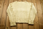 Vintage 1990s 3D Cable Knit Crewneck Sweater