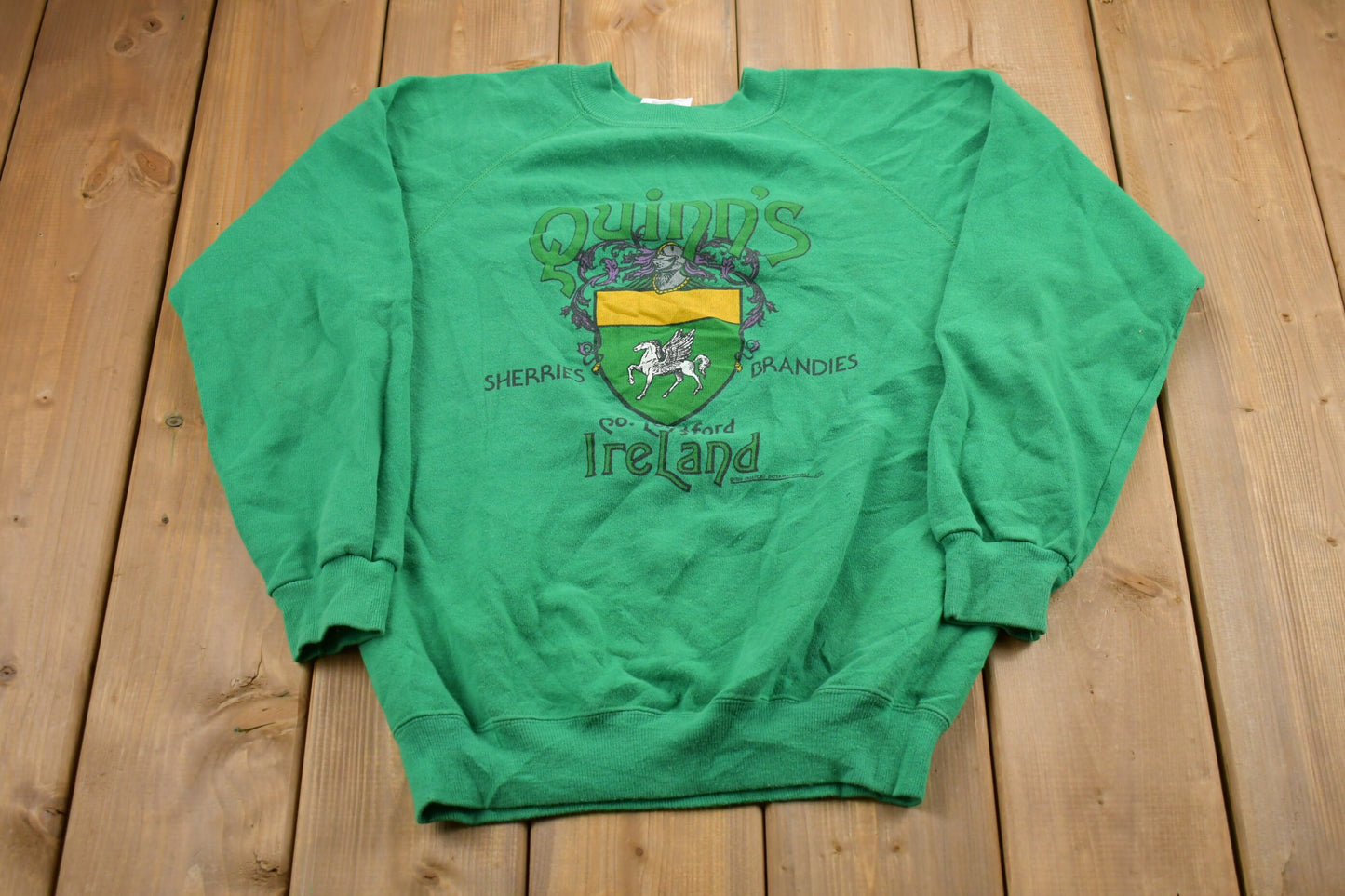 Vintage 1988 Quinn's Ireland Raglan Crewneck Sweatshirt / 80s Crewneck / Athleisure / Streetwear / Travel And Tourism / Made In USA