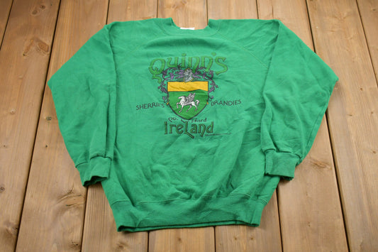 Vintage 1988 Quinn's Ireland Raglan Crewneck Sweatshirt / 80s Crewneck / Athleisure / Streetwear / Travel And Tourism / Made In USA