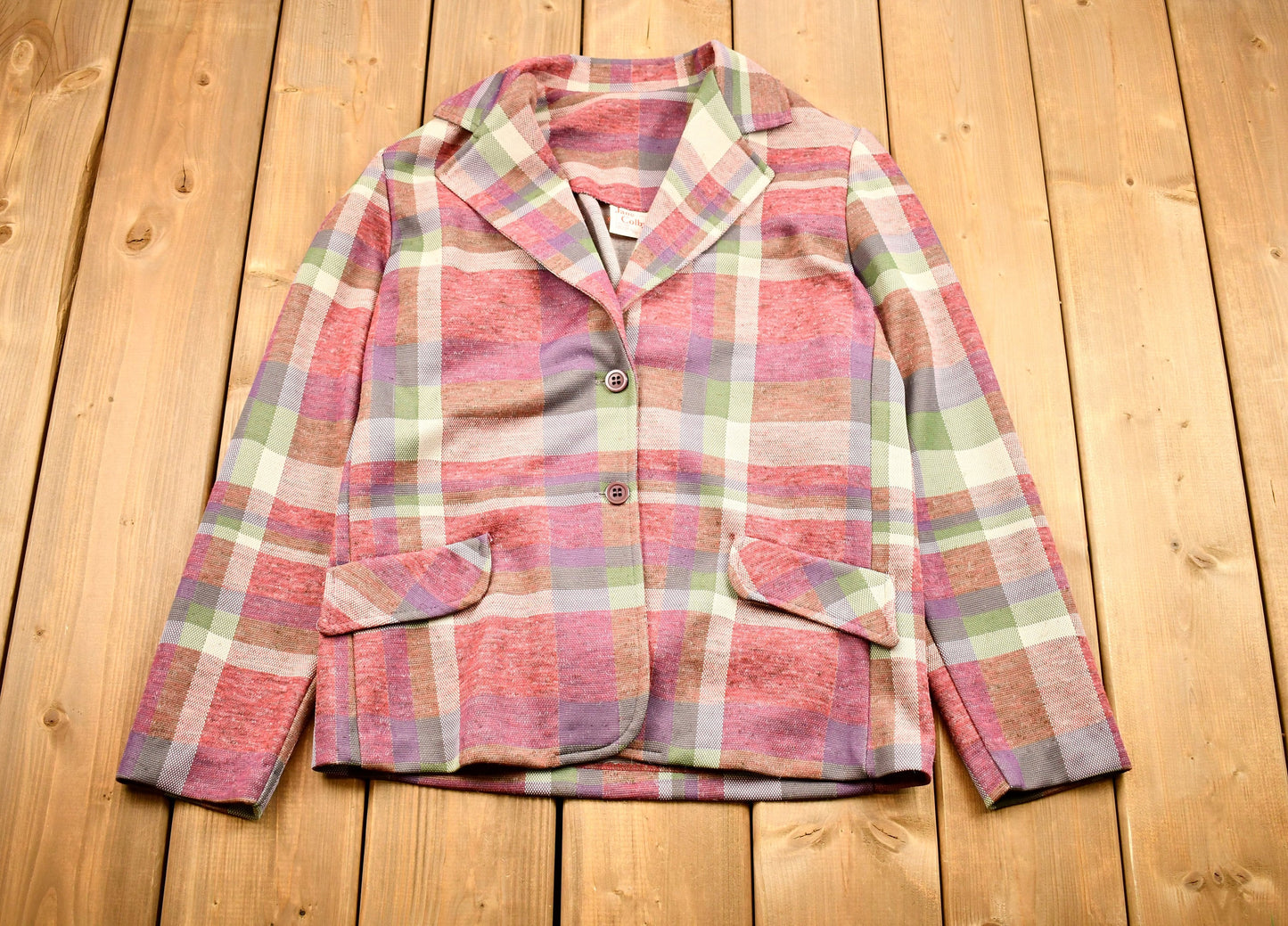 Vintage 1990s Jane Colby Button Up Blazer Jacket / Plaid Pattern / Casual Dress Wear / Streetwear / Retro Style / Made In The USA