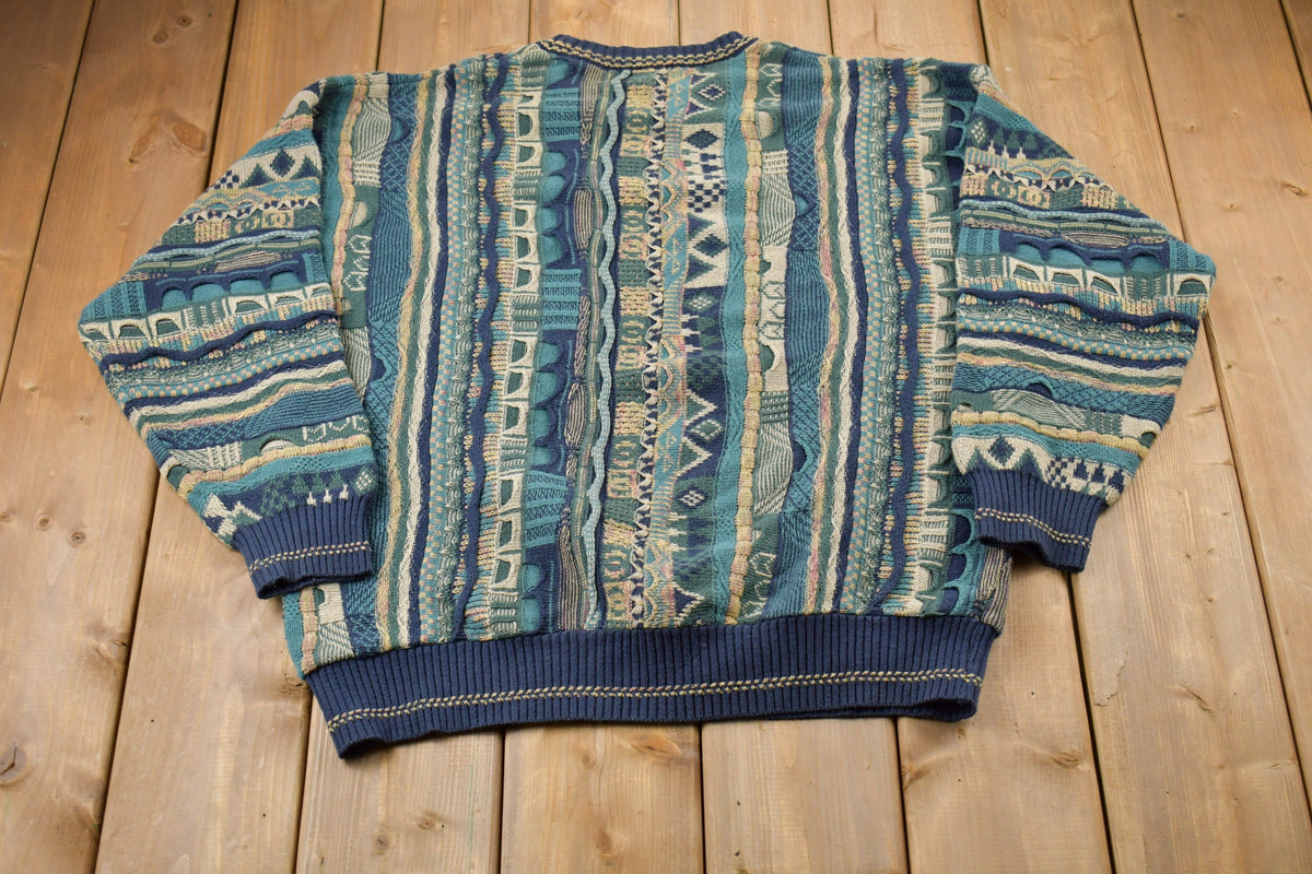 Vintage 1990s 3D Cable Knit Jacquard Knitted Sweater