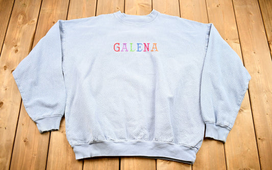 Vintage 1990s Galena Crewneck / Baby Blue Sweatshirt / Colorful Embroidery Pullover Sweatshirt / Streetwear / Retro Style