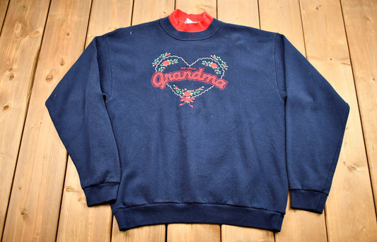 Vintage 1990s Grandma Mock Neck Crewneck / A Very Special Grandma Embroidered Sweatshirt / Love & Hearts Sweatshirt / Endless Designs