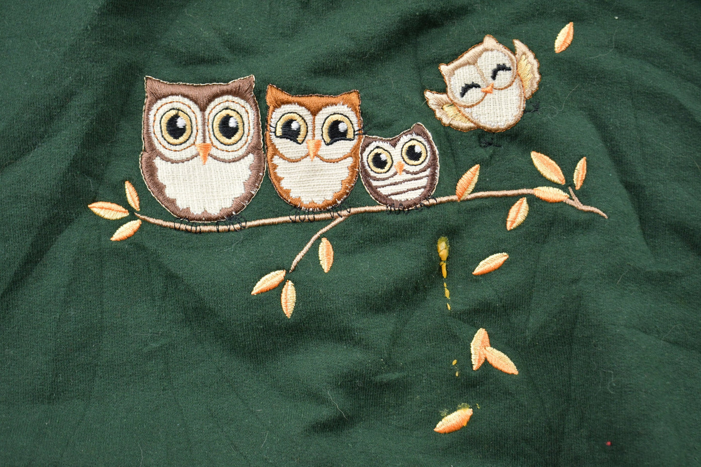 Vintage 1990s Cute Owl Embroidered Double Collar Crewneck / 90s Crewneck / Nature / Animals / Vintage Sweatshirt / American Streetwear