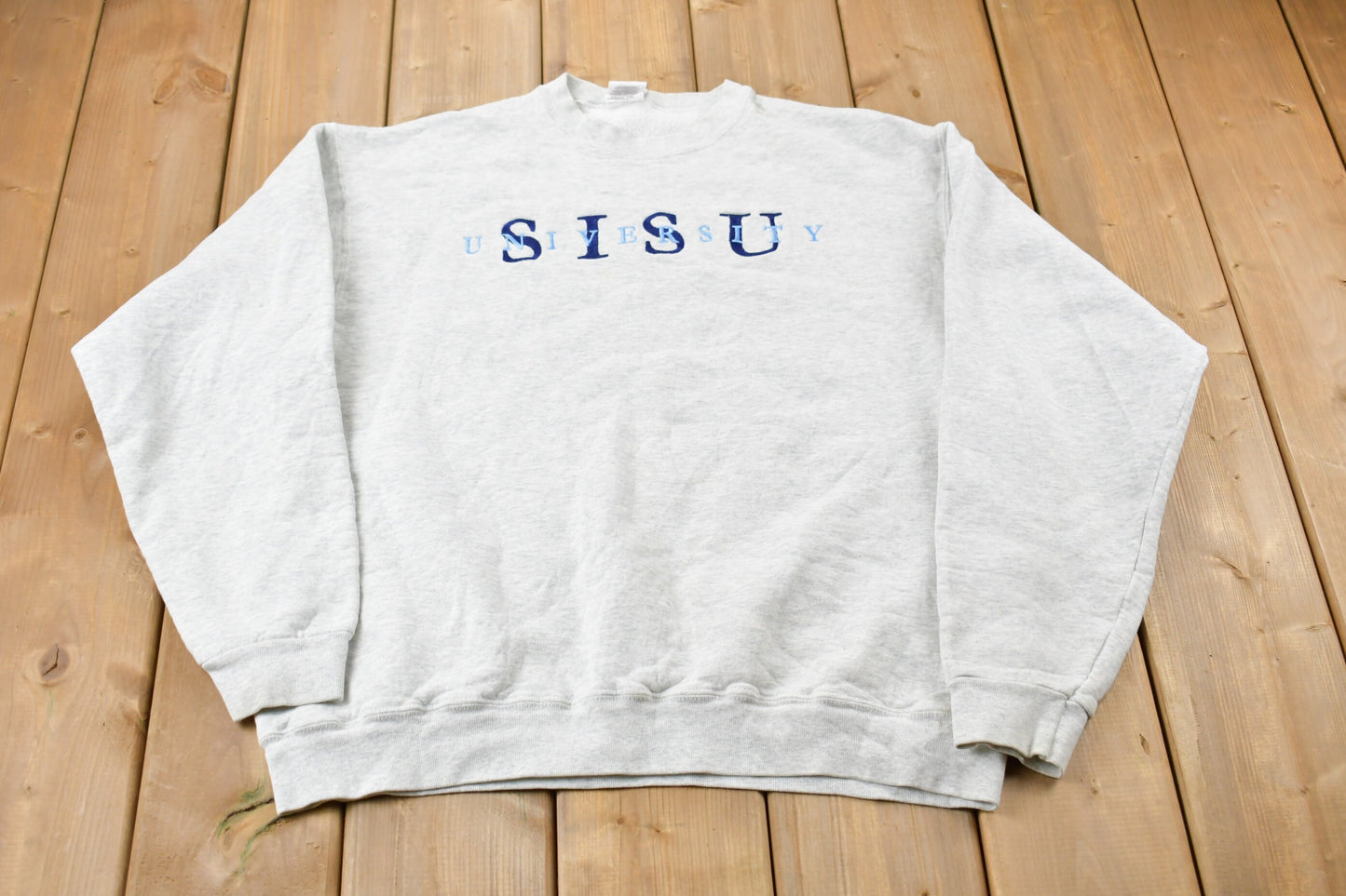 Vintage 1990s Shanghai International Studies University Collegiate Crewneck / Embroidered / NCAA Sweatshirt / Sportswear / Americana