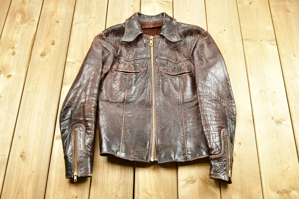 Vintage 1970s East West Musical Instruments Leather Motorcycle Jacket