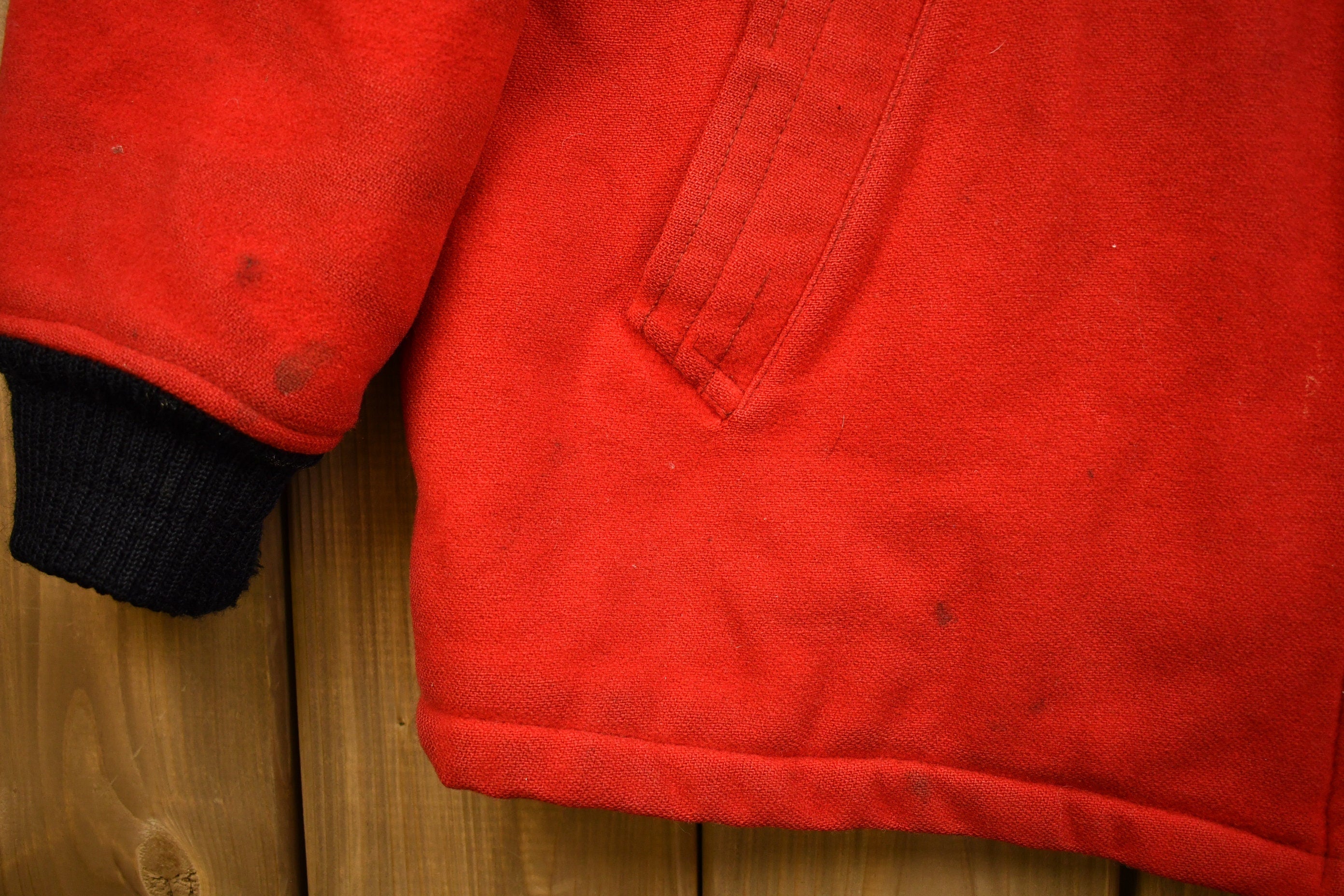 Vintage 1959 Kelly Motors GMC E.D.F.L Champions Red Wool Coat