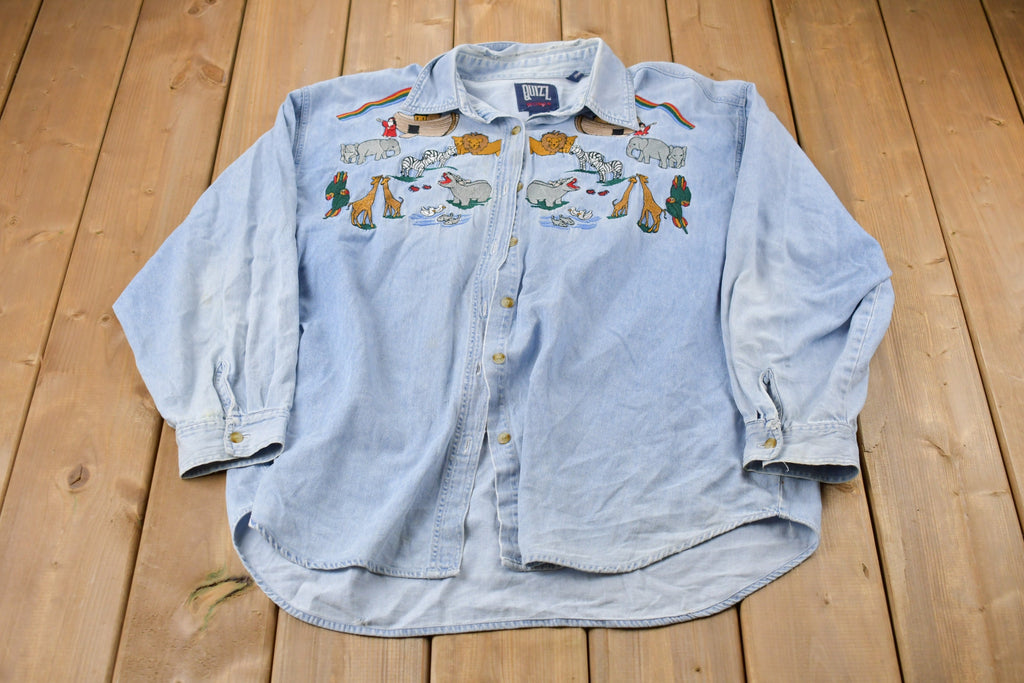 Vintage 1980s Quizz Noah's Arc Embroidered Button Up Shirt