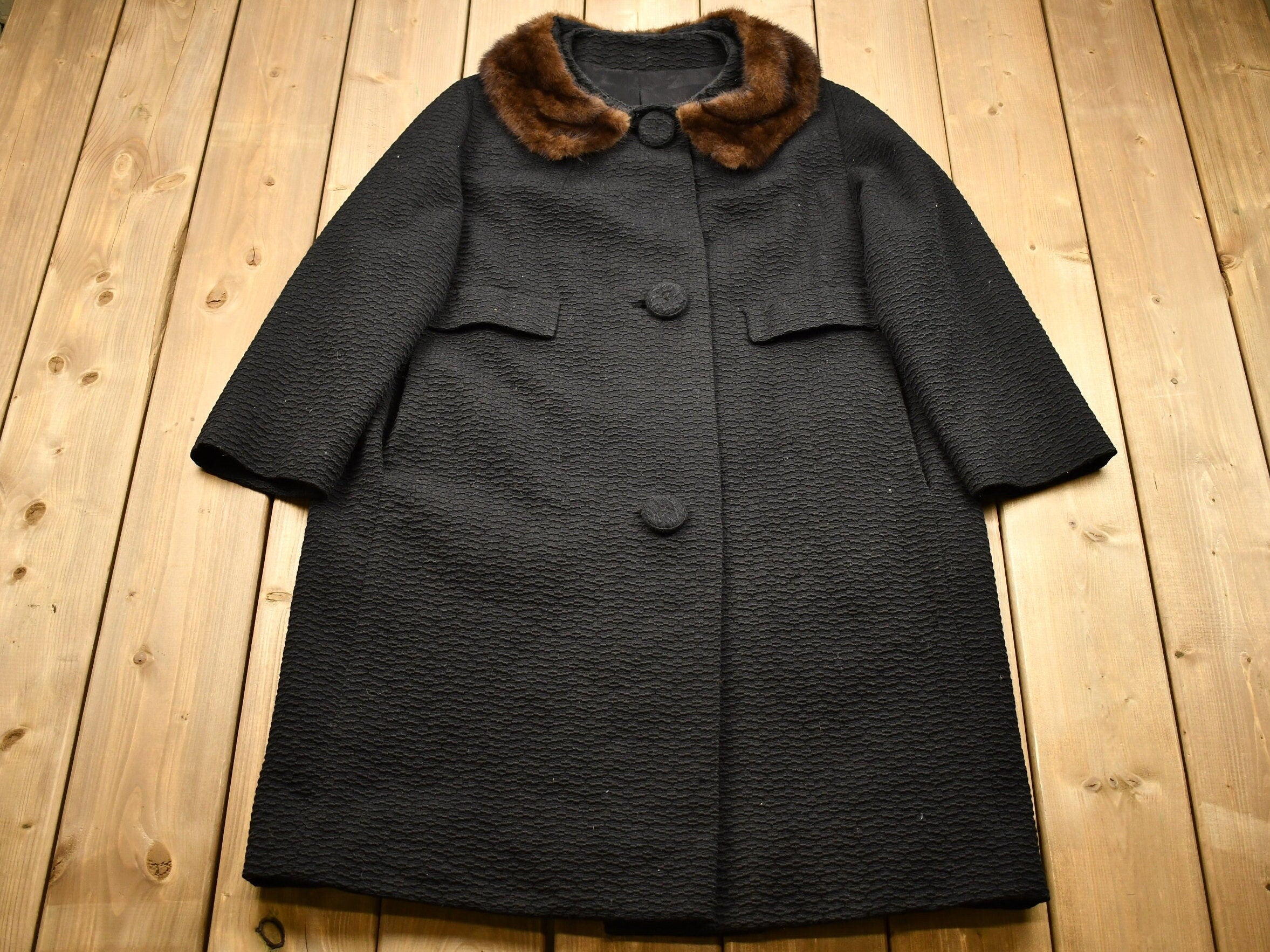Vintage 1960s Fortsman Full Length Fur Collar Coat