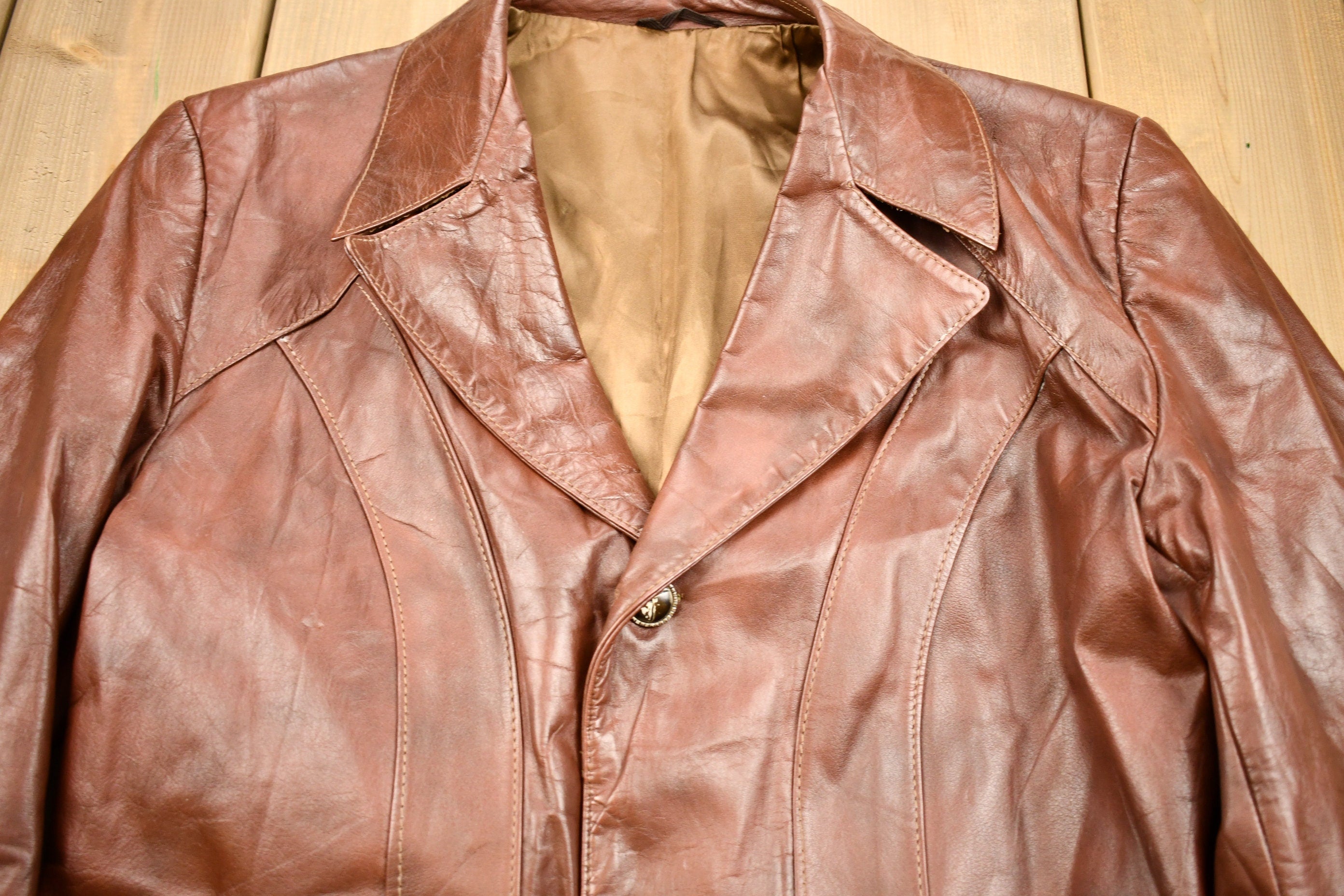 Vintage 1970s Burnt Orange Full Length Angel Skin Nappa Leather Trench Coat