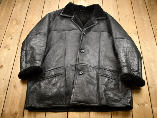 Vintage 1980s Pronto Uomo Leathers Oversized Leather Fleece Lined Jacket