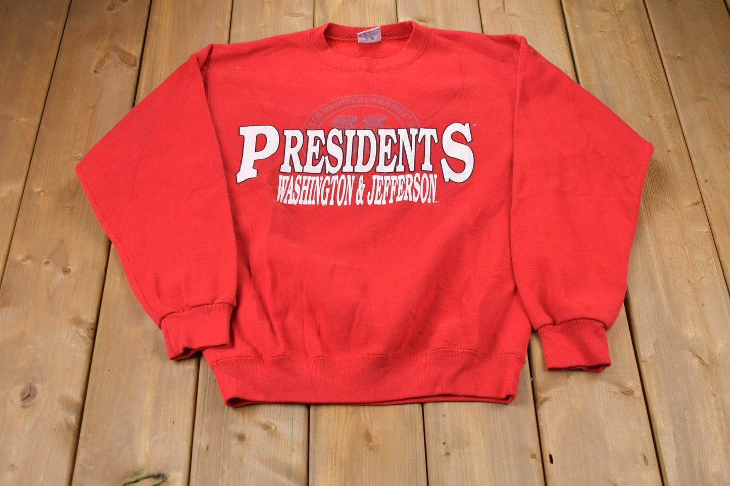 Vintage 1990s Presidents Washington & Jefferson Crewneck Sweatshirt / 90s Crewneck / Souvenir / Athleisure / Streetwear / Made In USA