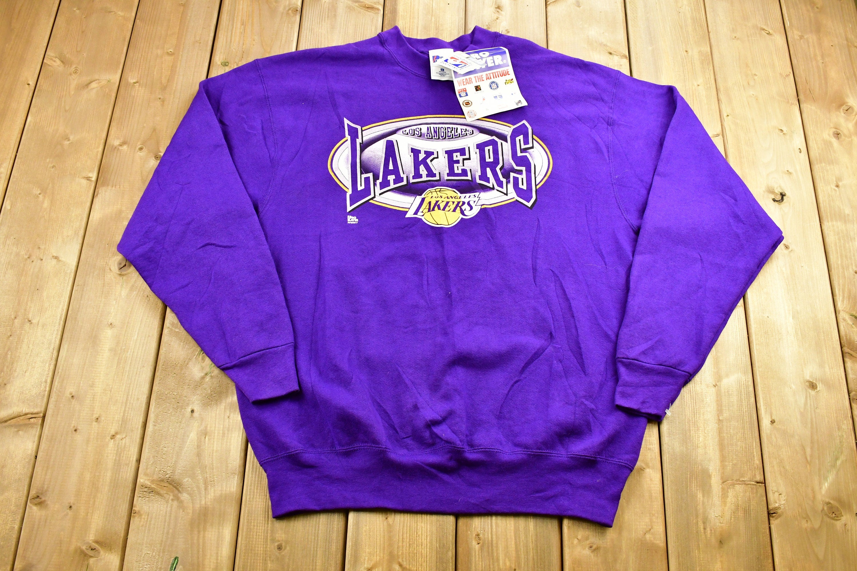 Vintage 1990s Los Angeles Lakers NBA Pro Player Crewneck Sweatshirt NWT