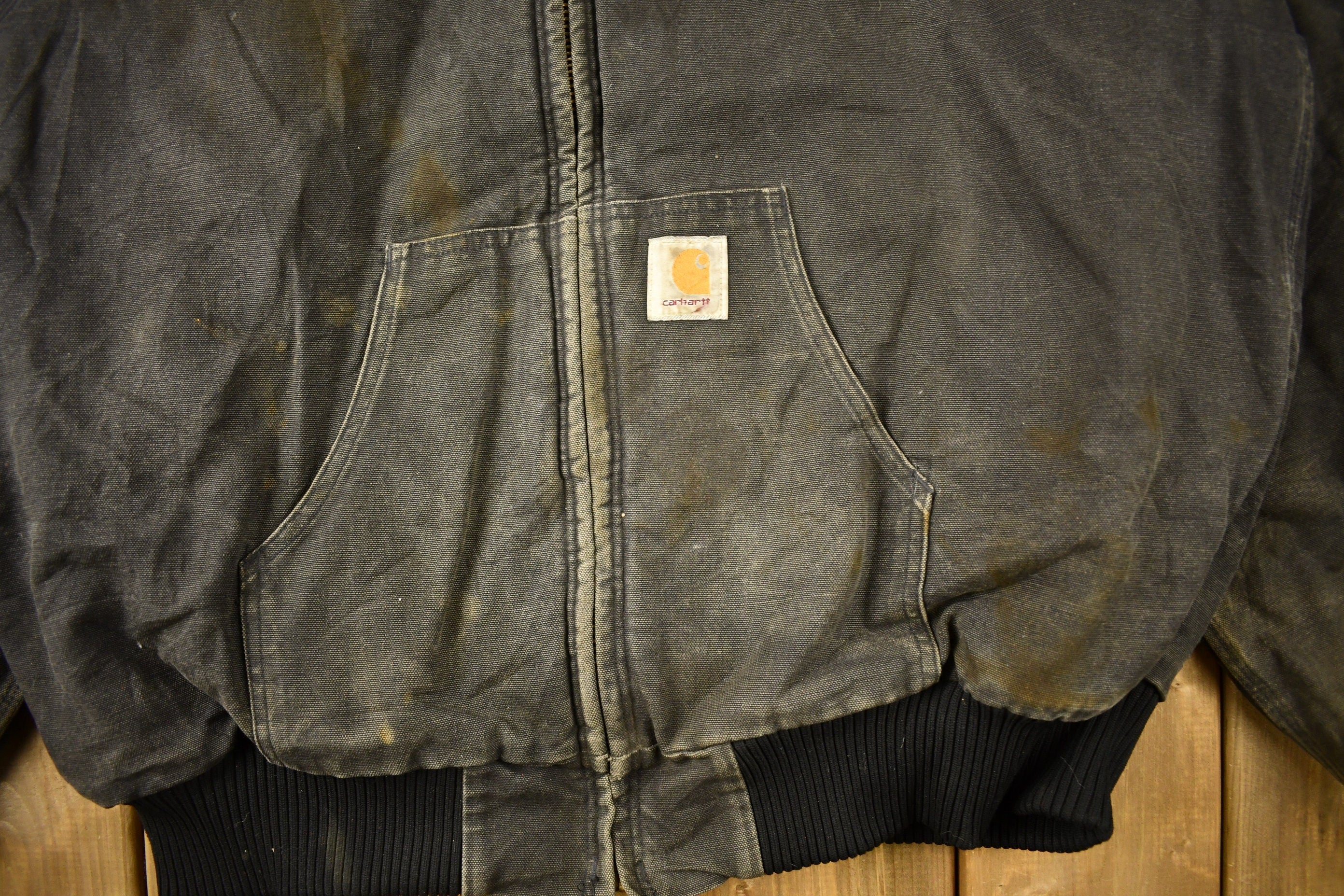 Vintage 1980s Distressed Carhartt Hooded Work Jacket